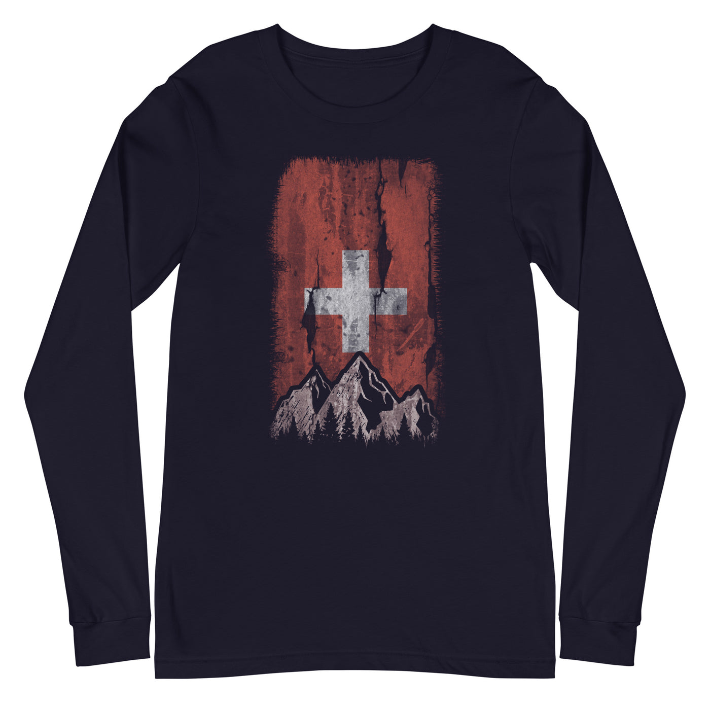 Schweizer Flagge und Berge - Longsleeve (Unisex) berge xxx yyy zzz Navy