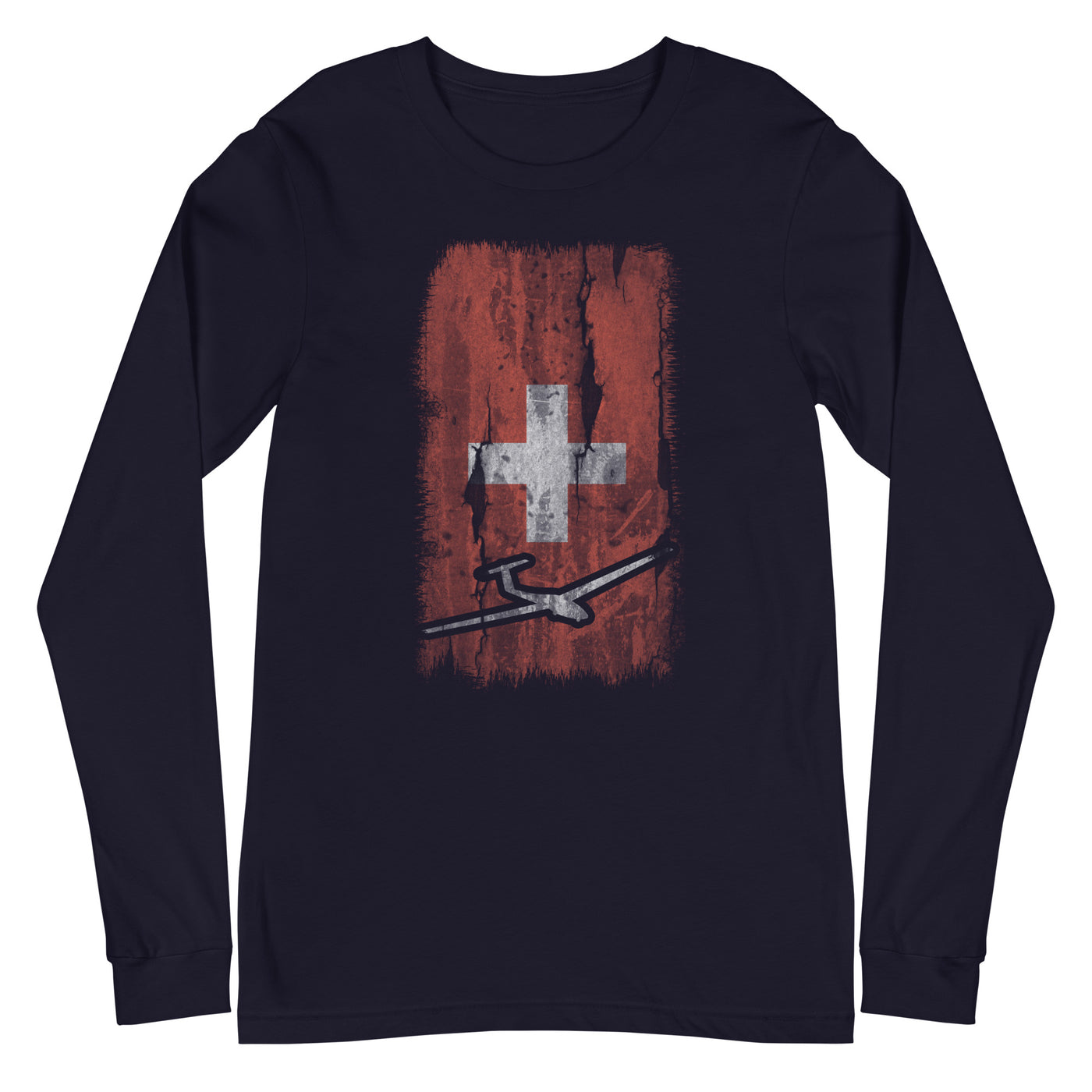 Schweizer Flagge und Segelflugzeug - Longsleeve (Unisex) berge xxx yyy zzz Navy