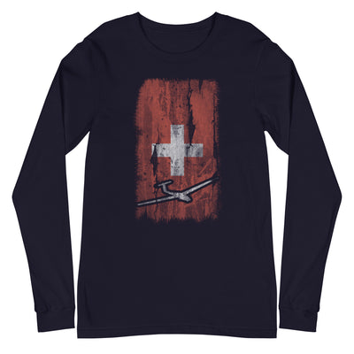 Schweizer Flagge und Segelflugzeug - Longsleeve (Unisex) berge xxx yyy zzz Navy