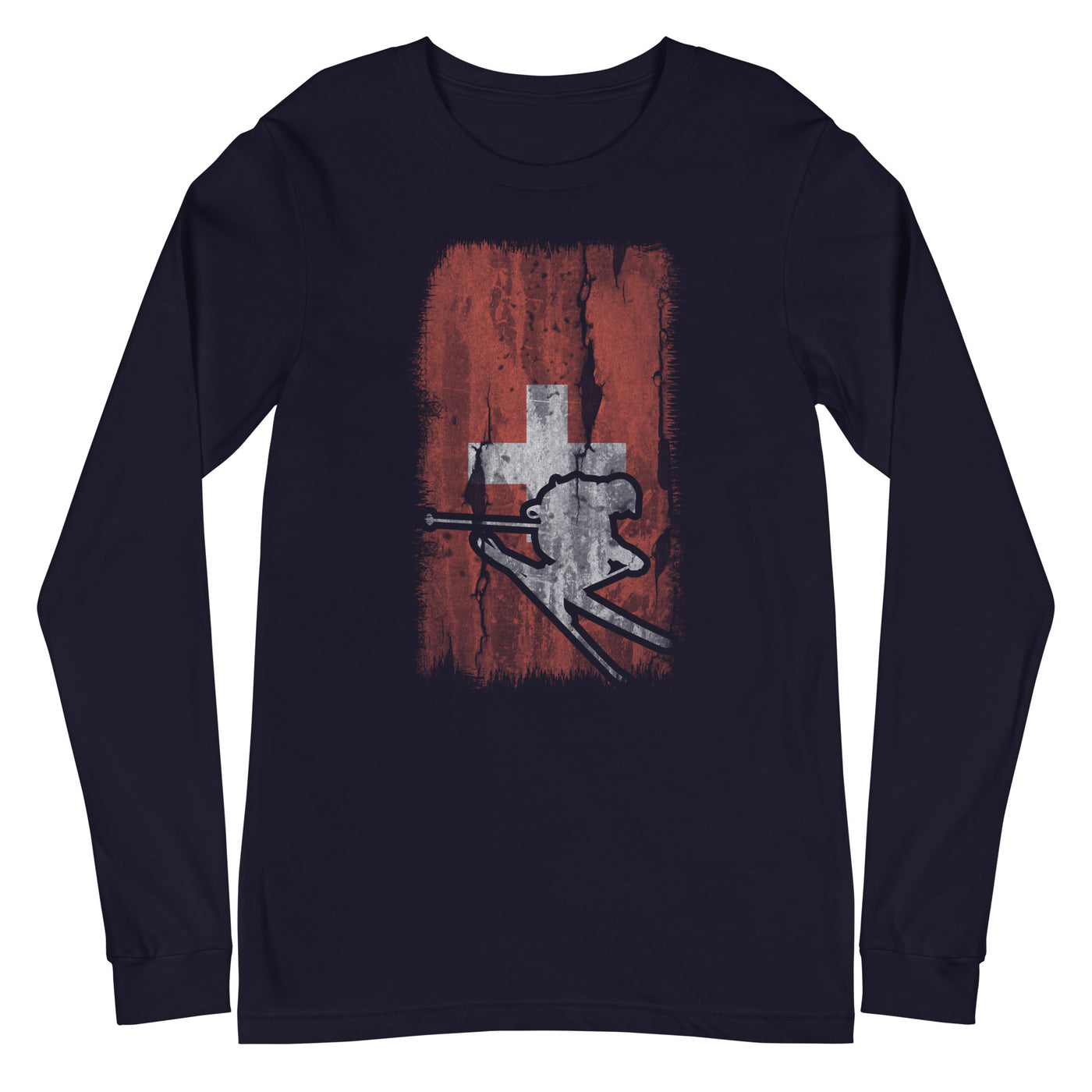 Schweizer Flagge und Skifahren - Longsleeve (Unisex) klettern ski xxx yyy zzz Navy