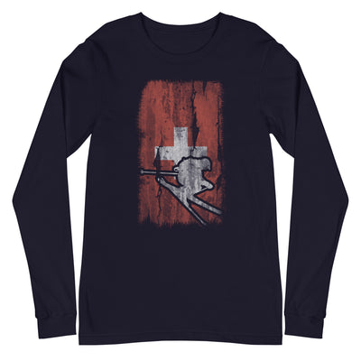 Schweizer Flagge und Skifahren - Longsleeve (Unisex) klettern ski xxx yyy zzz Navy