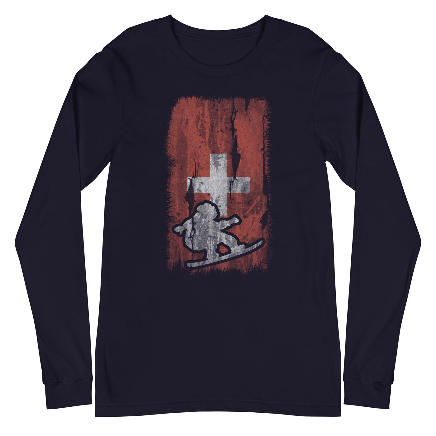 Schweizer Flagge und Snowboarding - Longsleeve (Unisex) snowboarden xxx yyy zzz Navy