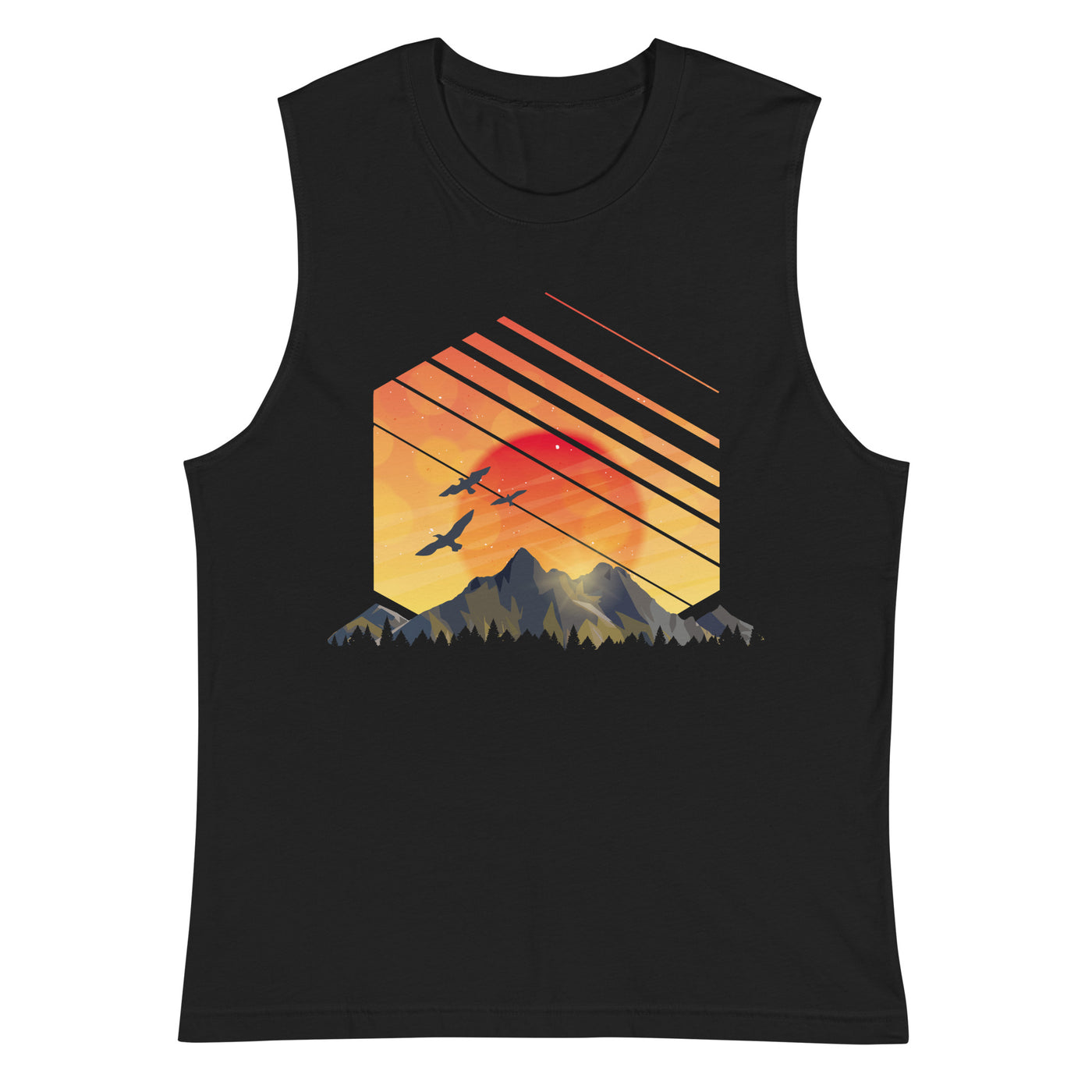 Sonnenaufgang Alpen - Muskelshirt (Unisex) berge Schwarz