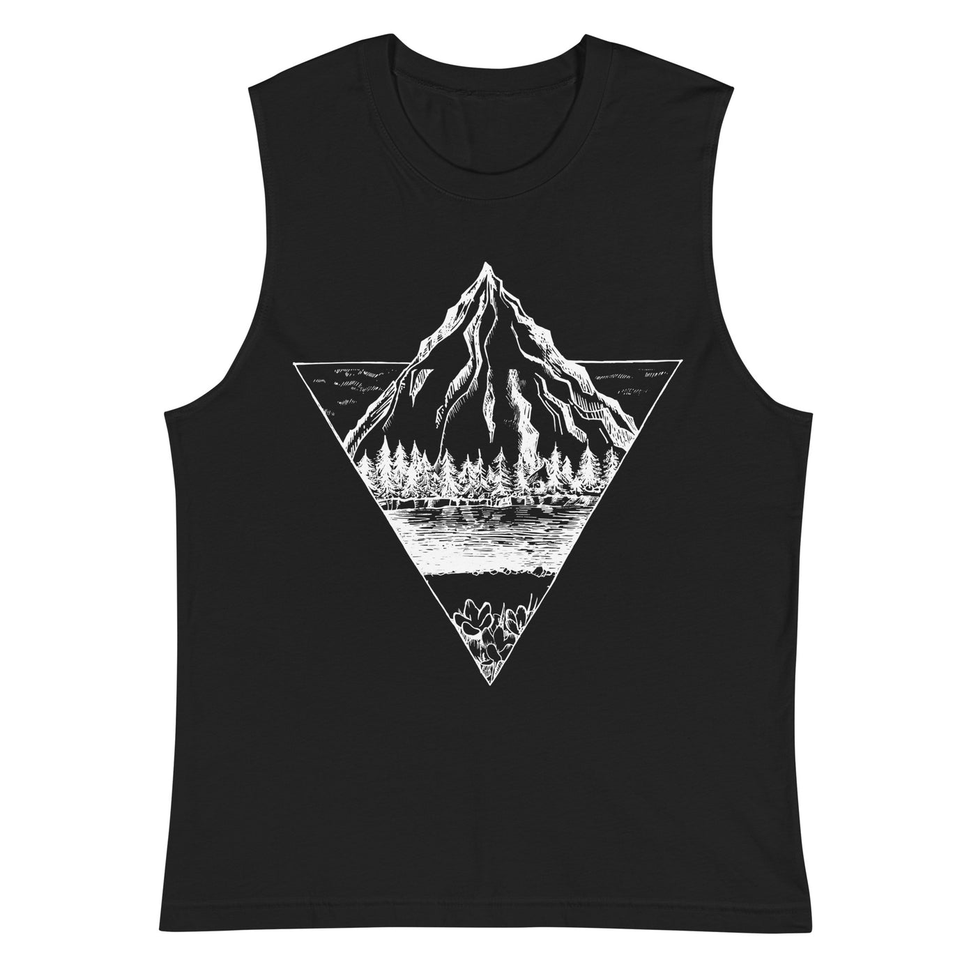 Berg - Geometrisch - Muskelshirt (Unisex) berge wandern Schwarz