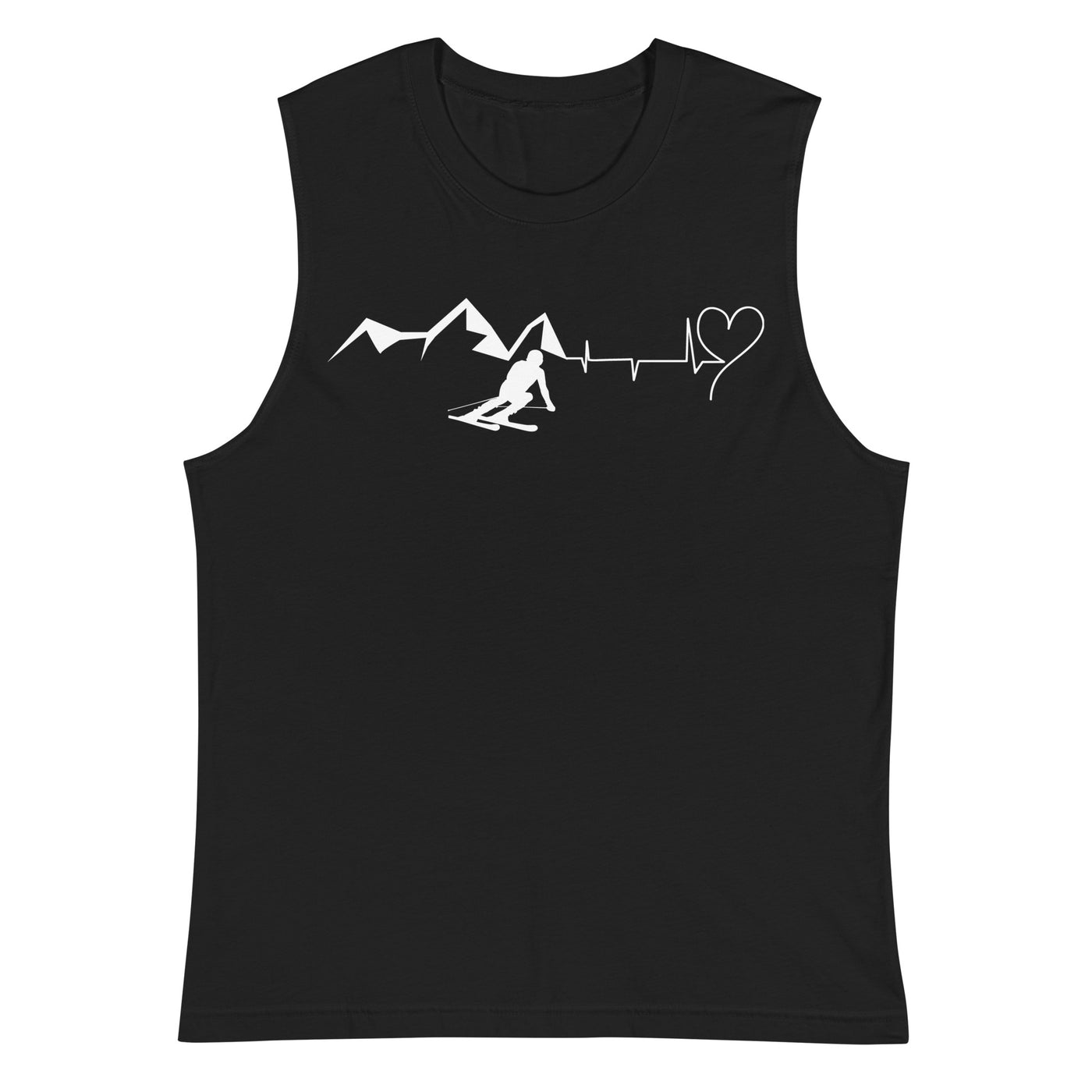 Heart - Heartbeat - Mountain - Skiing - Muskelshirt (Unisex) ski Schwarz