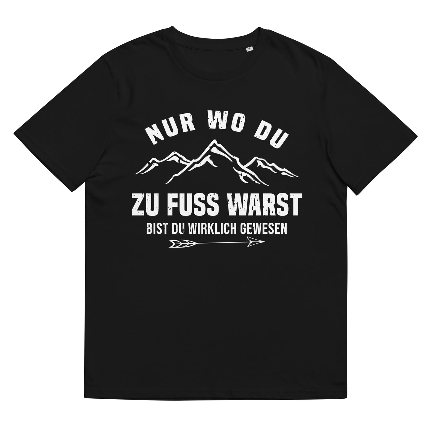 Nur wo du zu Fuß warst bist du wirklich gewesen - Berge und Pfeil - Cooler Spruch - Herren Premium Organic T-Shirt berge wandern Schwarz