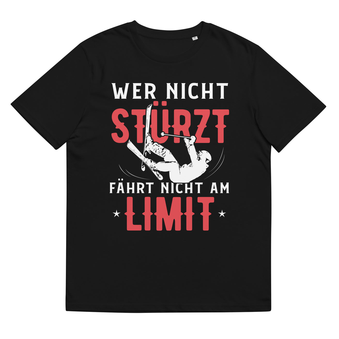 Wer Nicht Stürzt Fährt Nicht Am Limit - Herren Premium Organic T-Shirt ski Schwarz