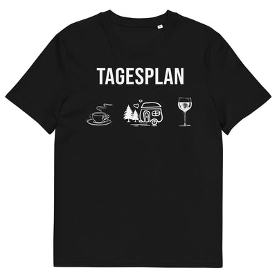 Tagesplan Kaffee, Camping und Wein - Herren Premium Organic T-Shirt camping xxx yyy zzz Black