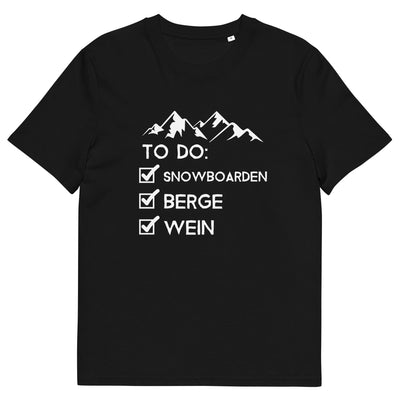 To Do Liste - Snowboarden, Berge, Wein - Herren Premium Organic T-Shirt snowboarden xxx yyy zzz Black