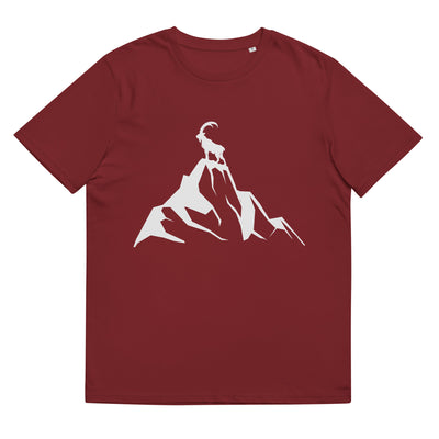 Steinbock Am Berg - Herren Premium Organic T-Shirt berge wandern Weinrot