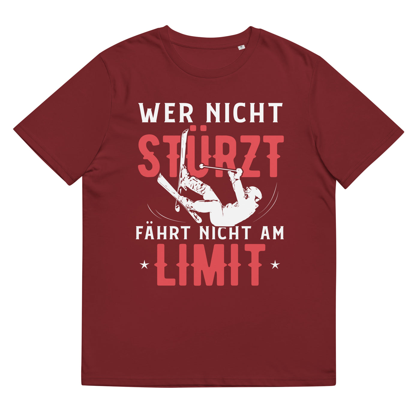 Wer Nicht Stürzt Fährt Nicht Am Limit - Herren Premium Organic T-Shirt ski Weinrot