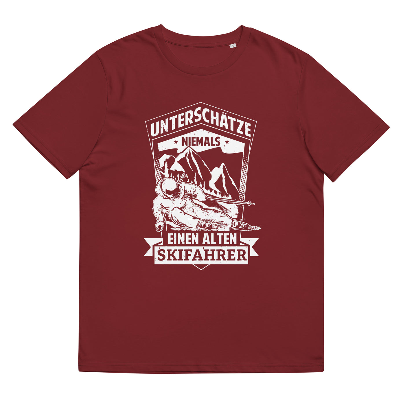 Unterschätze Niemals Nen Alten Skifahrer - Herren Premium Organic T-Shirt ski Weinrot