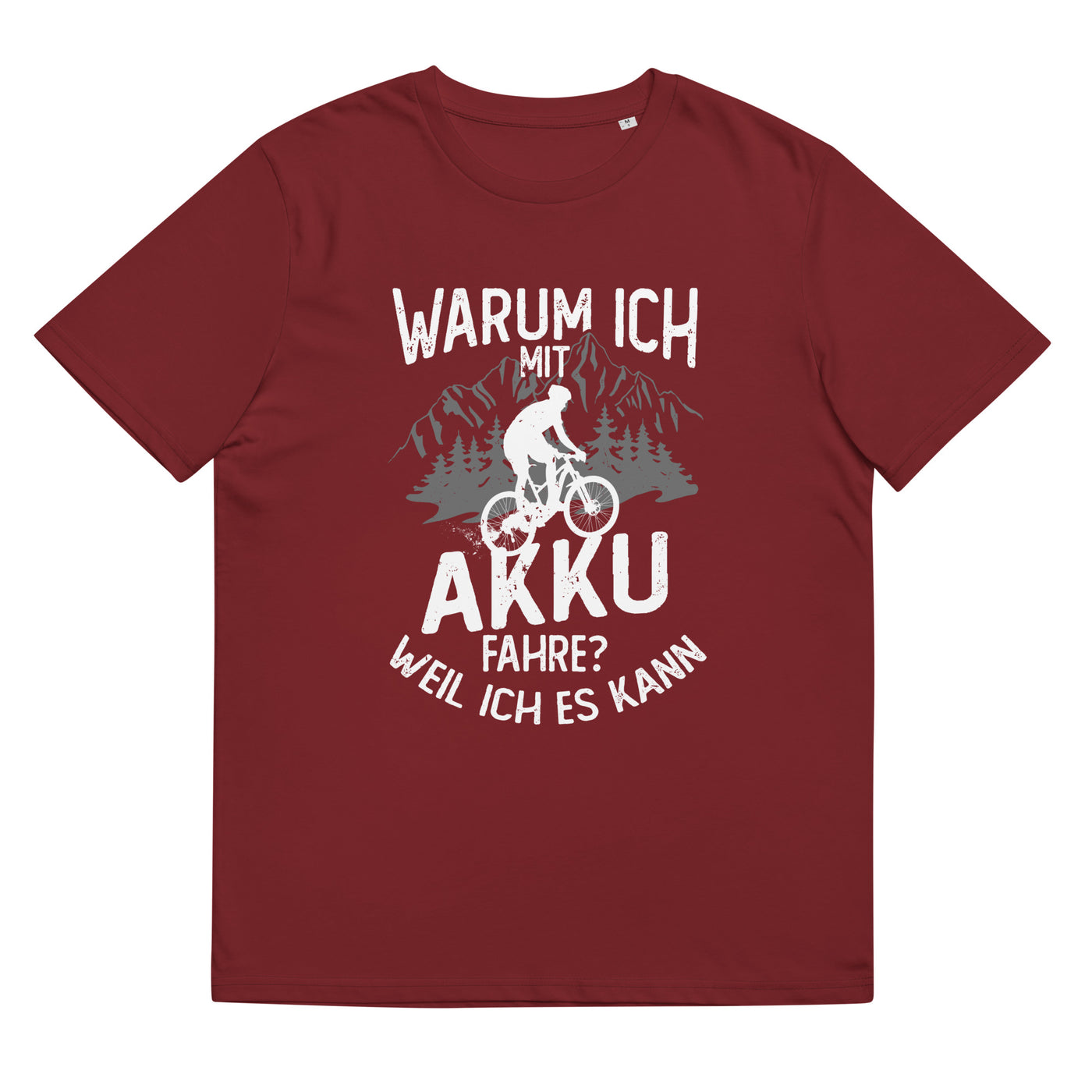 Warum Ich Mit Akku Fahre - Weil Ich Kann - Herren Premium Organic T-Shirt e-bike Weinrot