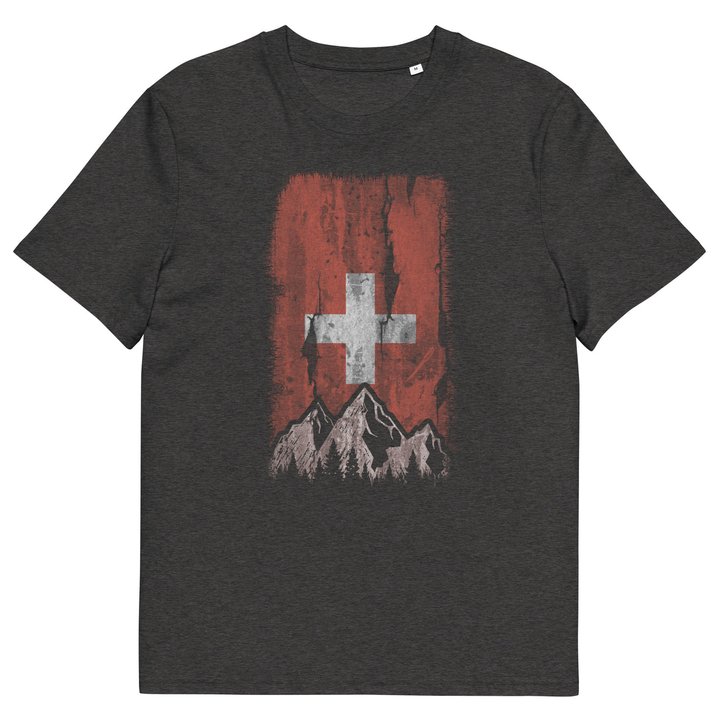 Schweizer Flagge und Berge - Herren Premium Organic T-Shirt berge xxx yyy zzz Dark Heather Grey