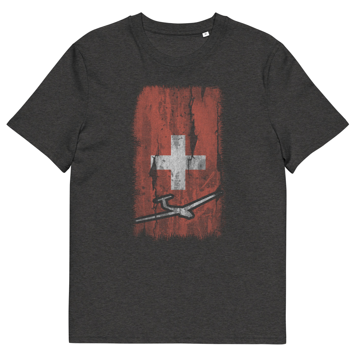 Schweizer Flagge und Segelflugzeug - Herren Premium Organic T-Shirt berge xxx yyy zzz Dark Heather Grey