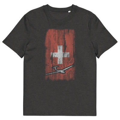 Schweizer Flagge und Segelflugzeug - Herren Premium Organic T-Shirt berge xxx yyy zzz Dark Heather Grey