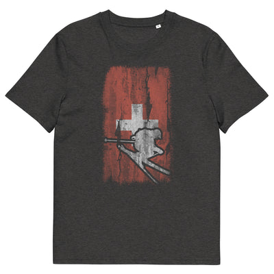 Schweizer Flagge und Skifahren - Herren Premium Organic T-Shirt klettern ski xxx yyy zzz Dark Heather Grey