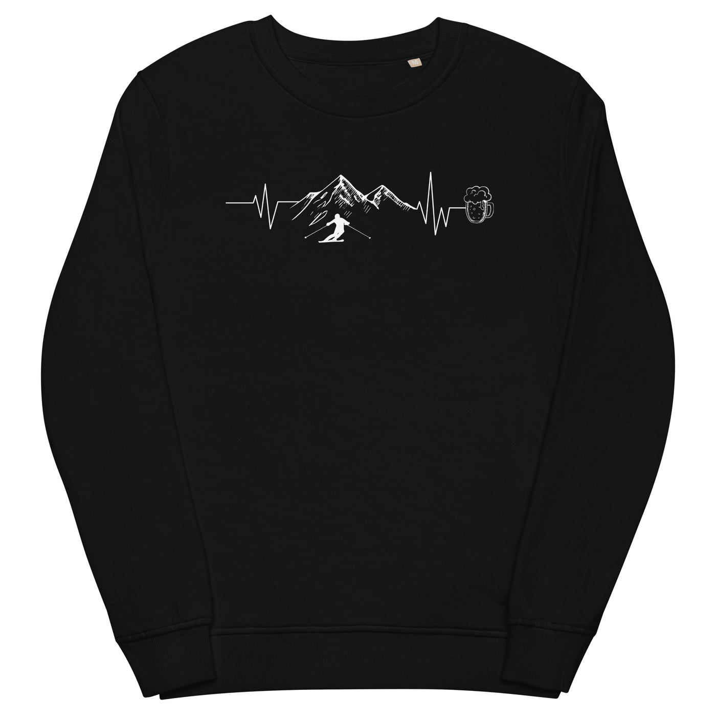 Herzschlag Berge, Bier und Ski - (S.K) - Unisex Premium Organic Sweatshirt klettern Schwarz