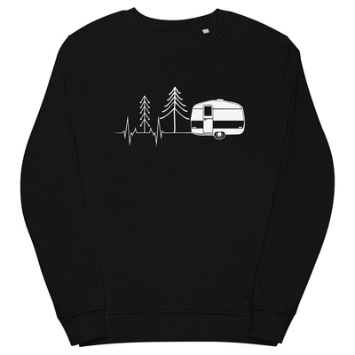 Herzschlag Wohnwagen - Unisex Premium Organic Sweatshirt camping Schwarz