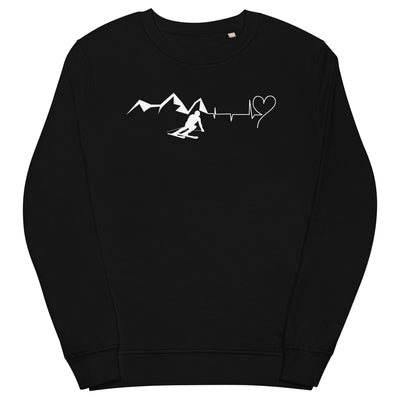 Heart - Heartbeat - Mountain - Skiing - Unisex Premium Organic Sweatshirt ski Schwarz