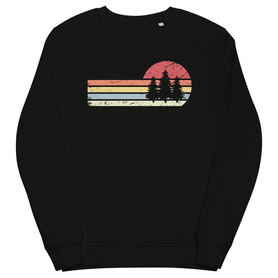 Sonne und Retro Linies - Bäume - Unisex Premium Organic Sweatshirt camping xxx yyy zzz Black