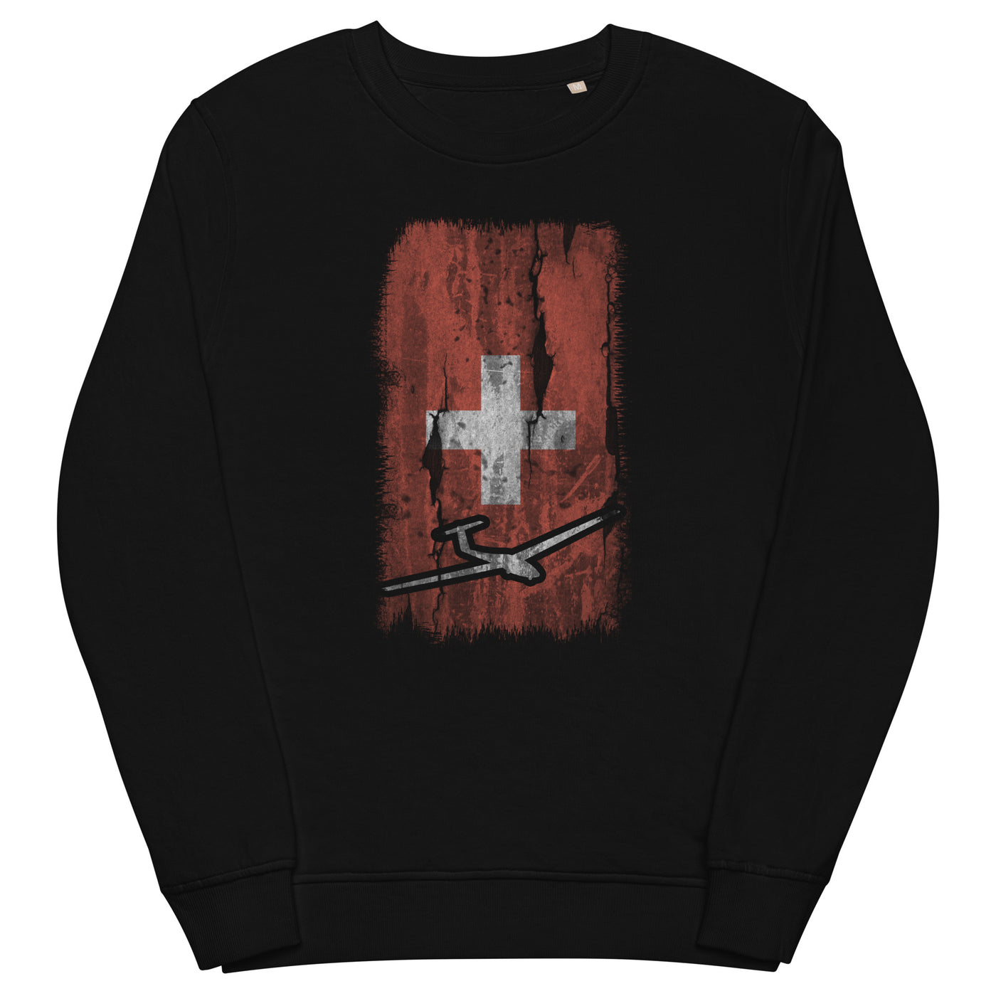 Schweizer Flagge und Segelflugzeug - Unisex Premium Organic Sweatshirt berge xxx yyy zzz Black