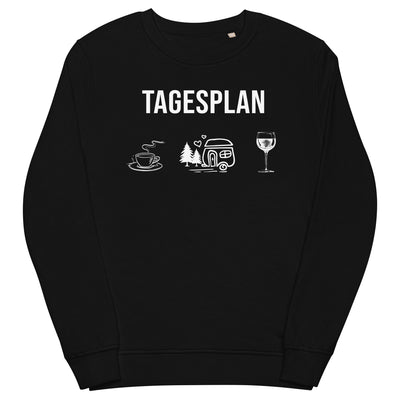 Tagesplan Kaffee, Camping und Wein - Unisex Premium Organic Sweatshirt camping xxx yyy zzz Black