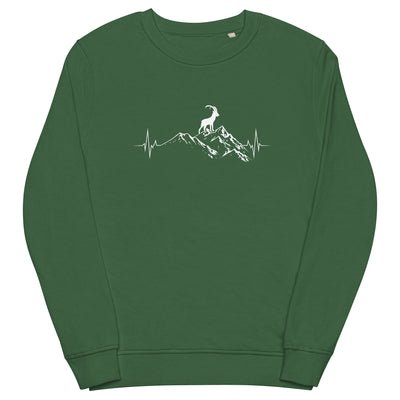 Herzschlag Berge Und Steinbock - Unisex Premium Organic Sweatshirt berge wandern Bottle Green