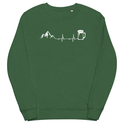 Herzschlag Berge Und Bier - Unisex Premium Organic Sweatshirt berge klettern wandern Bottle Green