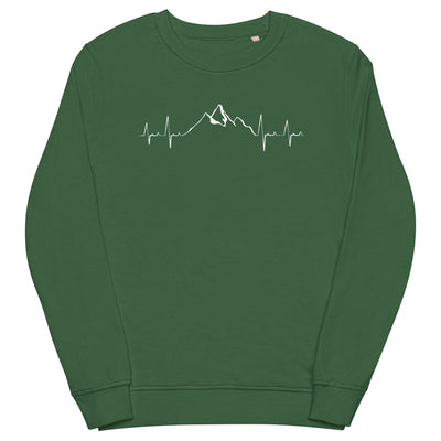 Herzschlag Berge - Unisex Premium Organic Sweatshirt berge klettern wandern Bottle Green