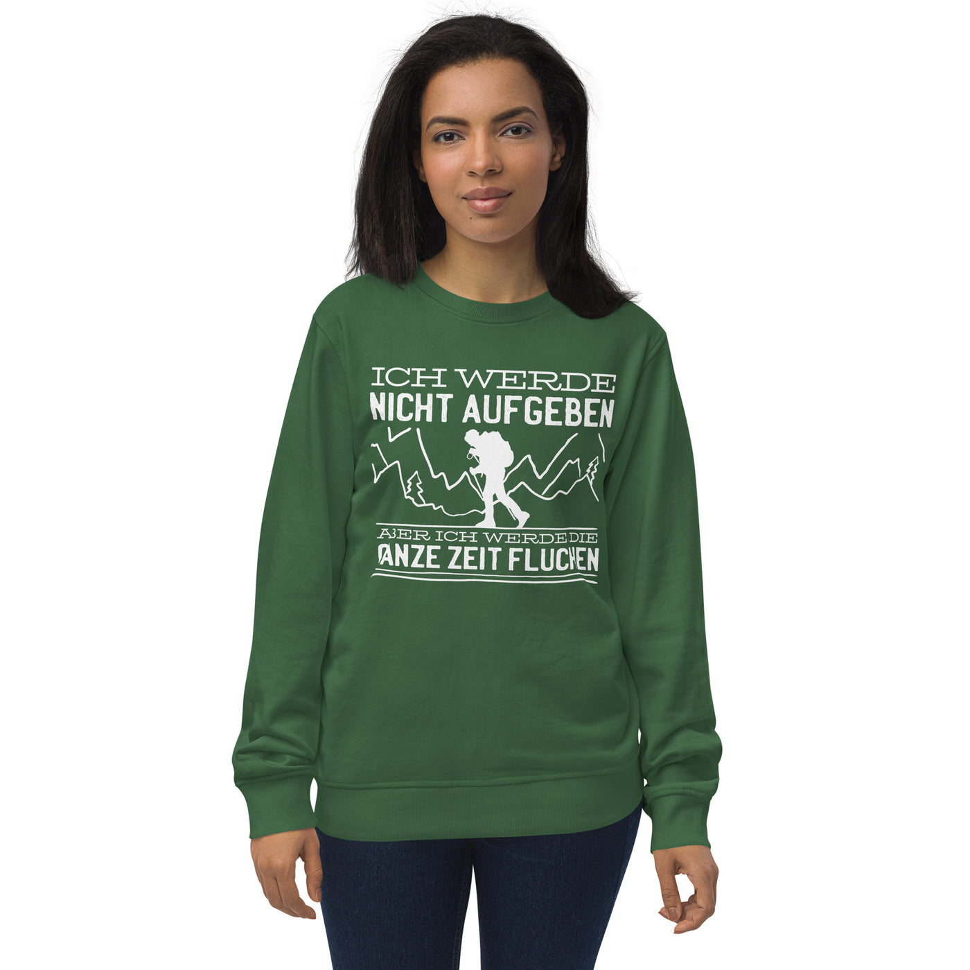 Ich werde nicht aufgeben aber fluchen - Unisex Premium Organic Sweatshirt berge wandern Bottle Green