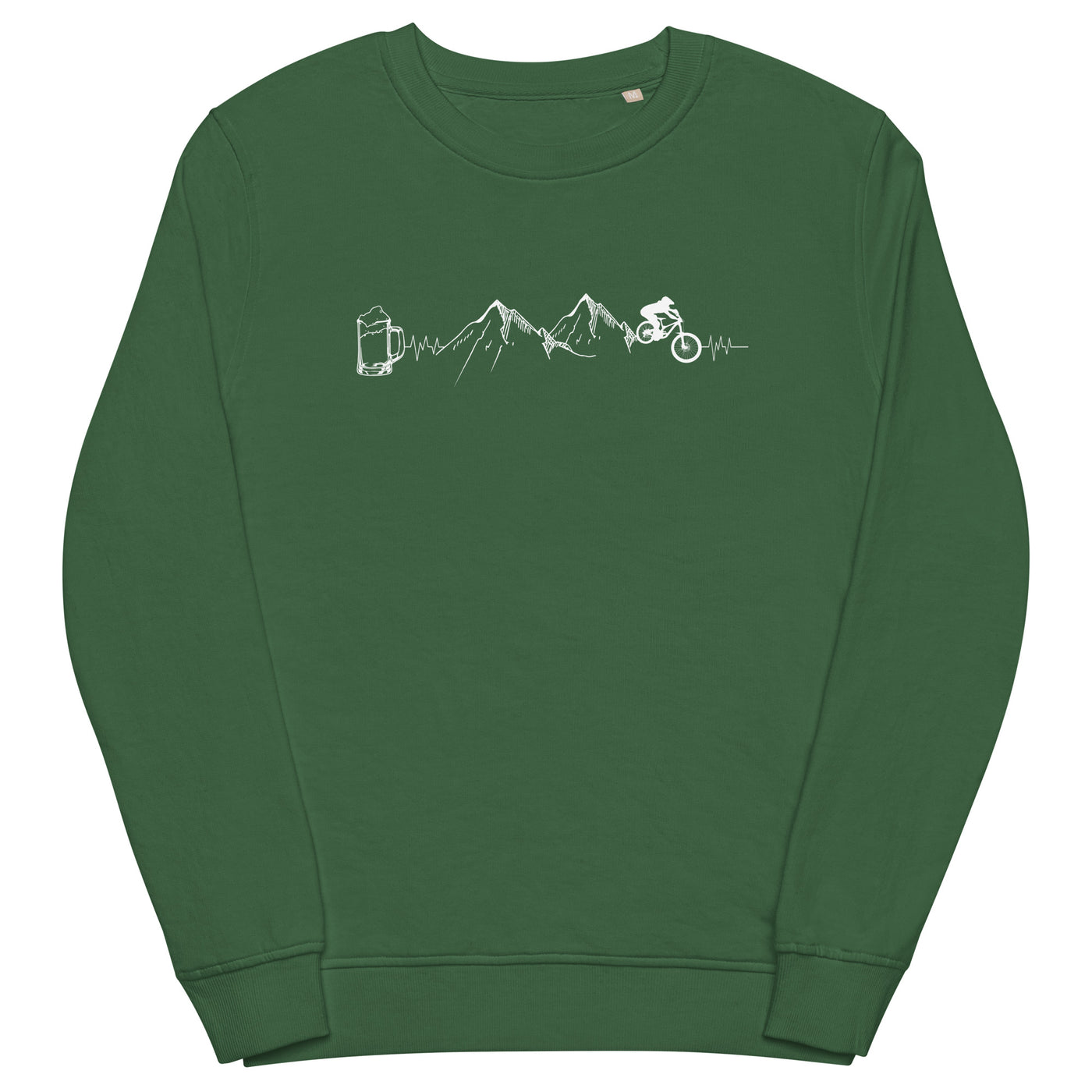 Herzschlag Berge, Biker und Bier - Unisex Premium Organic Sweatshirt mountainbike Bottle Green