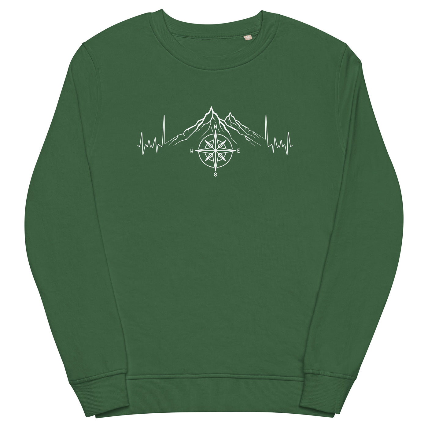 Herzschlag Berge und Kompass - Unisex Premium Organic Sweatshirt berge camping wandern Bottle Green