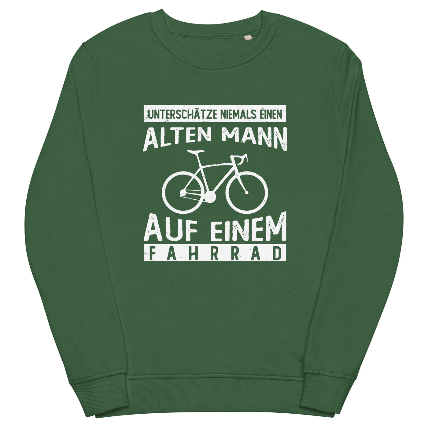 Alter Mann auf einem Fahrrad - Unisex Premium Organic Sweatshirt fahrrad Bottle Green