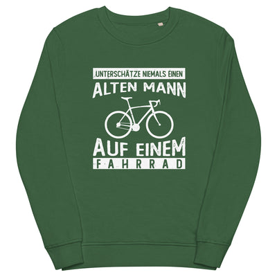 Alter Mann auf einem Fahrrad - Unisex Premium Organic Sweatshirt fahrrad Bottle Green