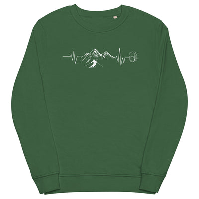 Herzschlag Berge, Bier und Ski - (S.K) - Unisex Premium Organic Sweatshirt klettern Bottle Green