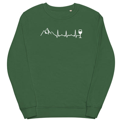 Heartbeat Wine and Mountain - Unisex Premium Organic Sweatshirt berge Bottle Green