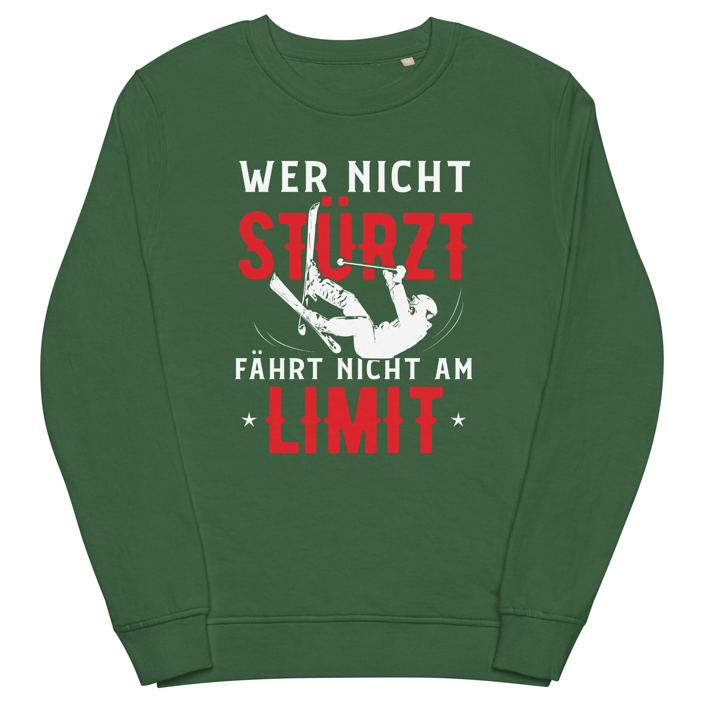 Wer nicht stürzt fährt nicht am Limit - Unisex Premium Organic Sweatshirt ski Bottle Green