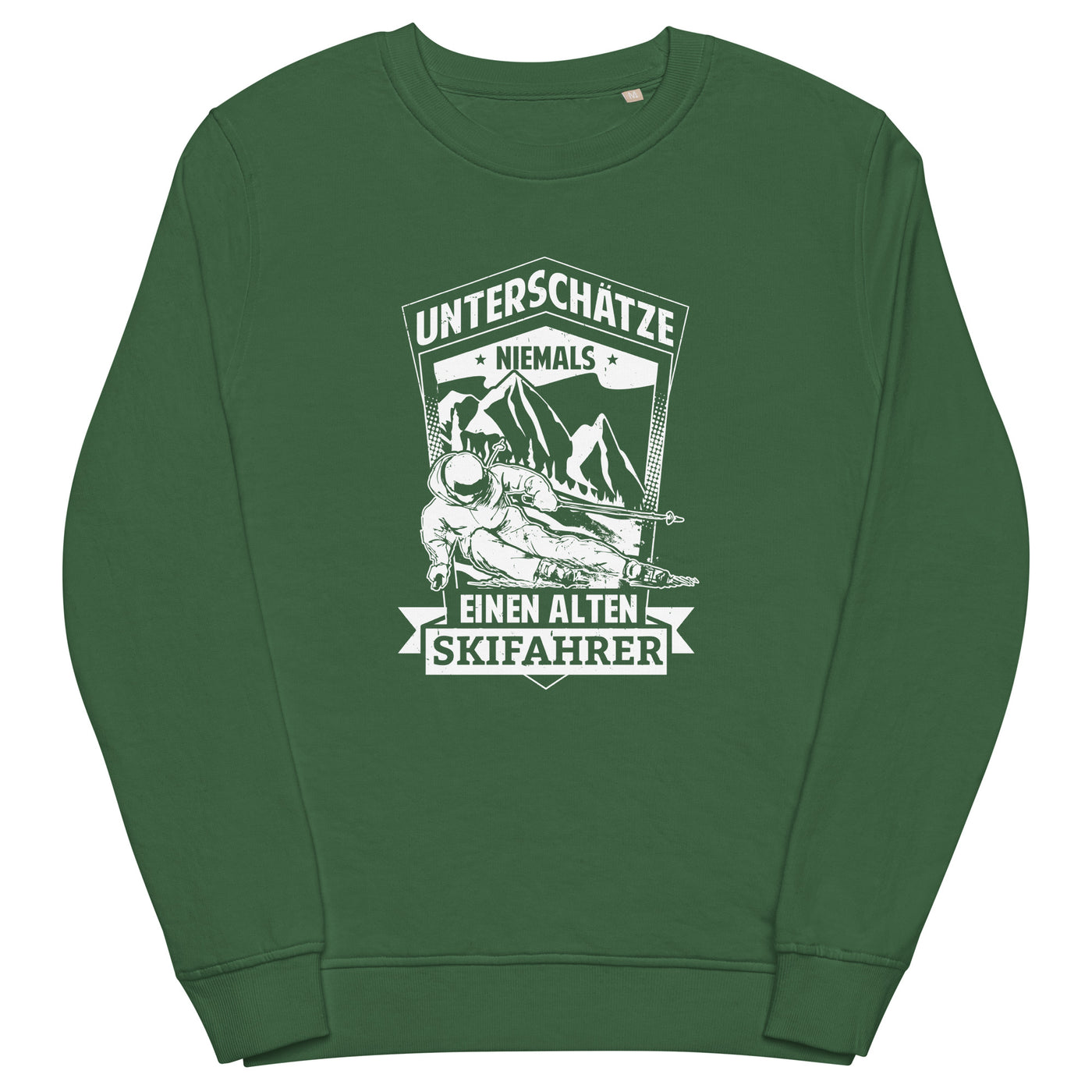 Unterschätze niemals nen alten Skifahrer - Unisex Premium Organic Sweatshirt ski Bottle Green