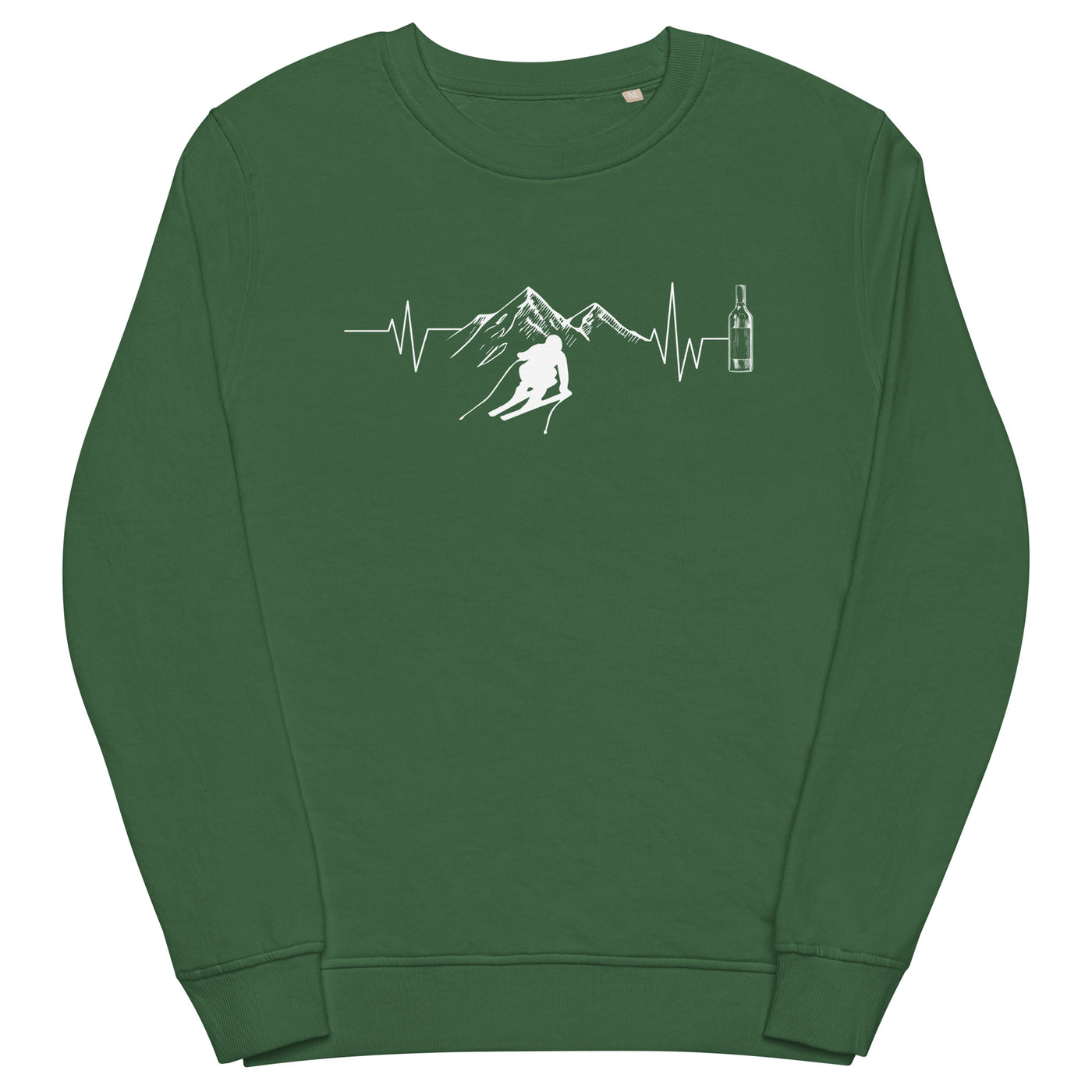 Herzschlag Berge, Wein und Ski - (S.K) - Unisex Premium Organic Sweatshirt klettern Bottle Green