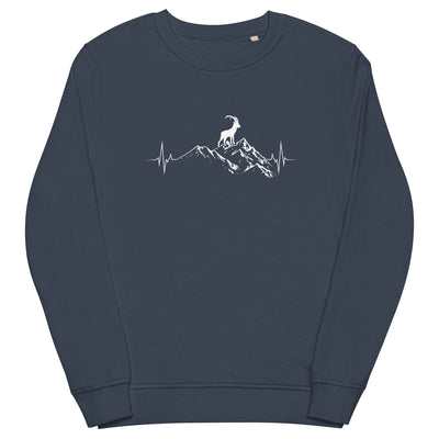 Herzschlag Berge Und Steinbock - Unisex Premium Organic Sweatshirt berge wandern Navyblau