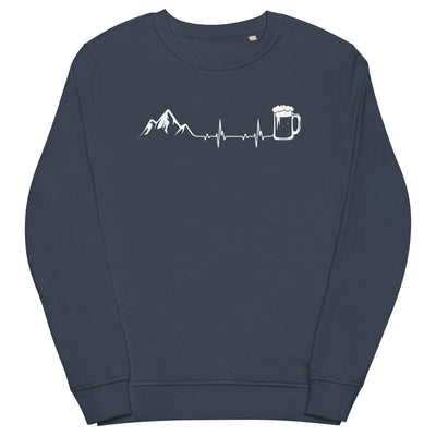 Herzschlag Berge Und Bier - Unisex Premium Organic Sweatshirt berge klettern wandern Navyblau