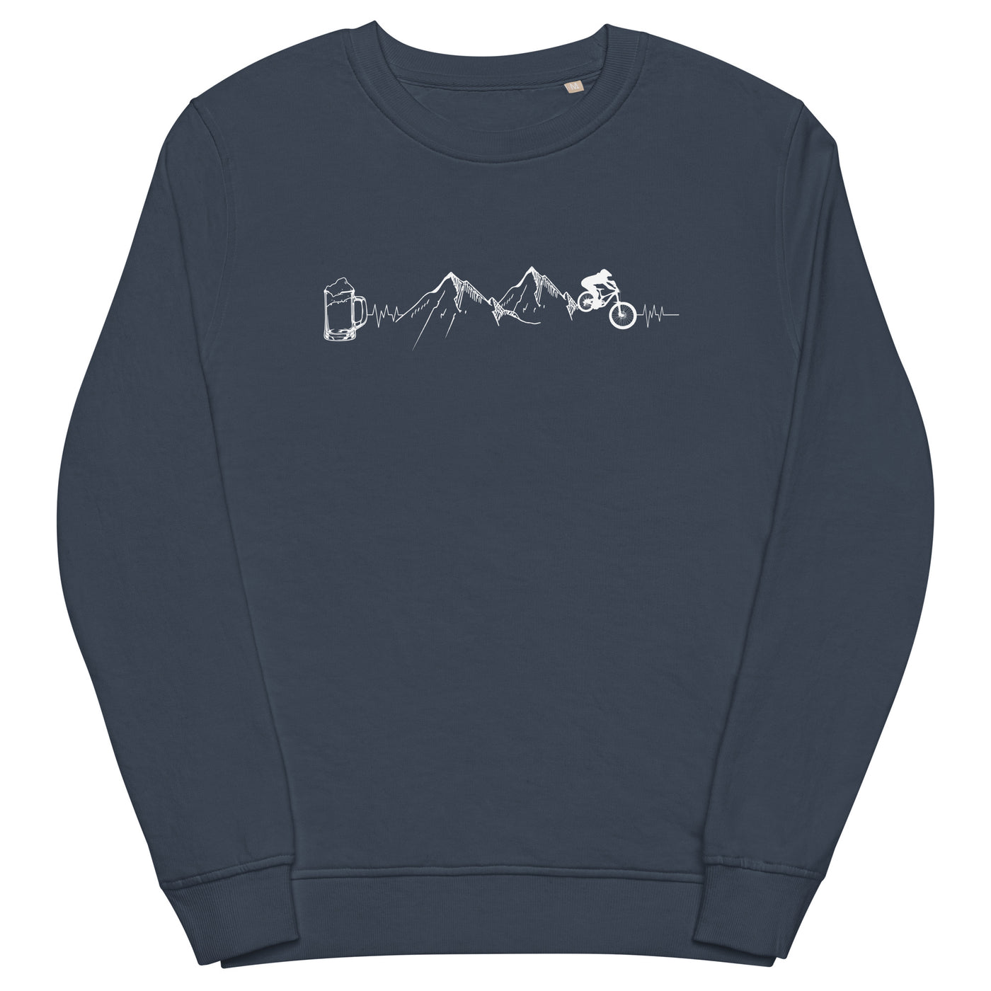 Herzschlag Berge, Biker und Bier - Unisex Premium Organic Sweatshirt mountainbike Navyblau