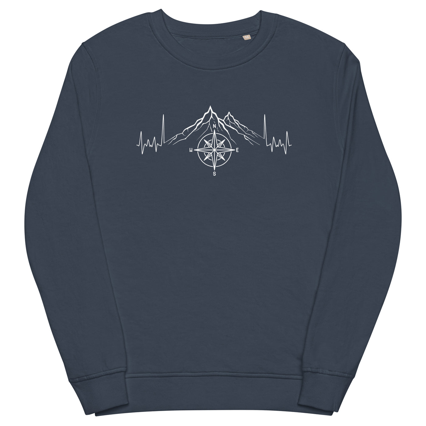 Herzschlag Berge und Kompass - Unisex Premium Organic Sweatshirt berge camping wandern Navyblau