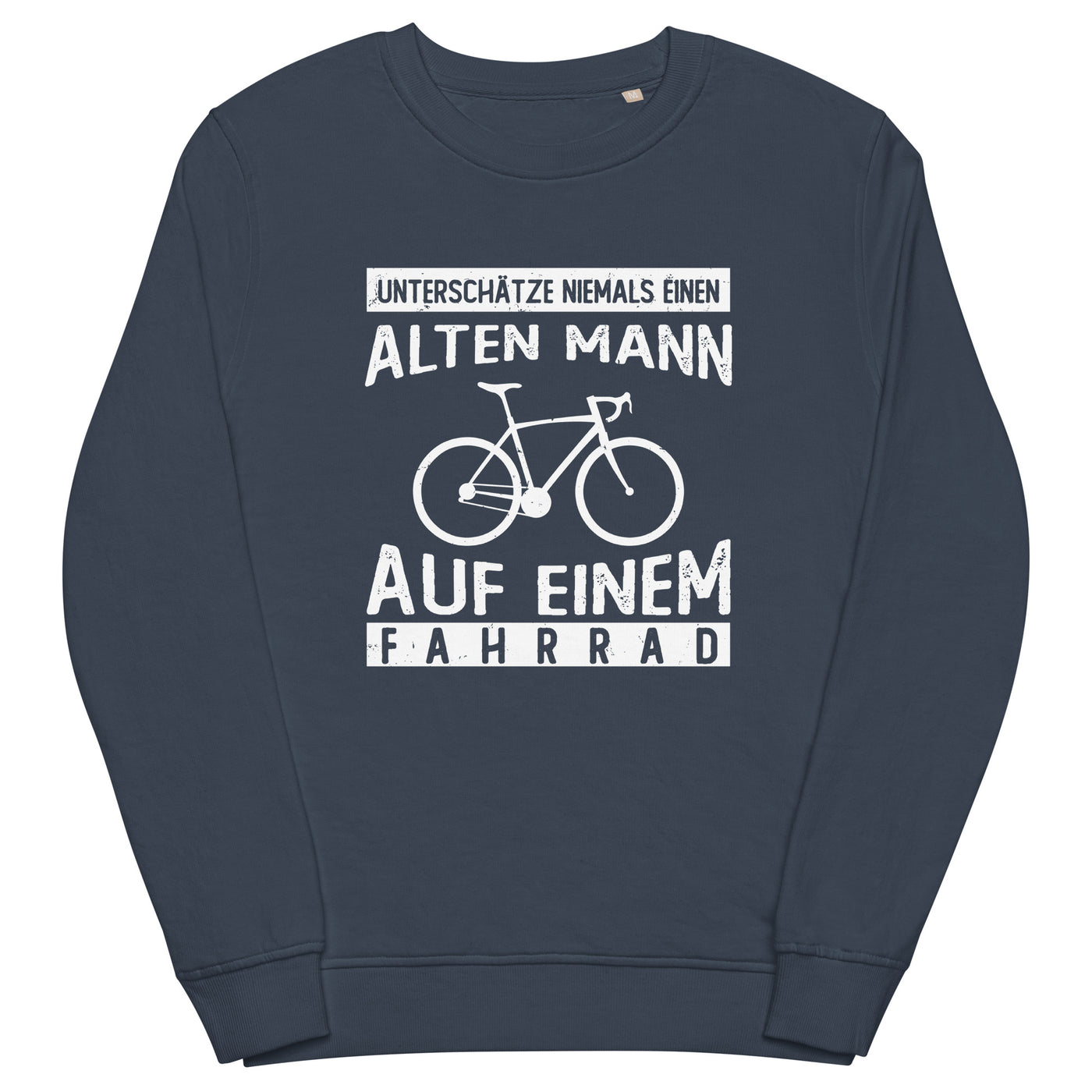 Alter Mann auf einem Fahrrad - Unisex Premium Organic Sweatshirt fahrrad Navyblau