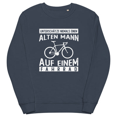 Alter Mann auf einem Fahrrad - Unisex Premium Organic Sweatshirt fahrrad Navyblau