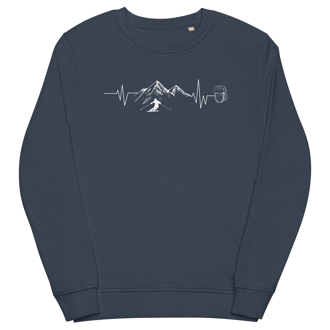 Herzschlag Berge, Bier und Ski - (S.K) - Unisex Premium Organic Sweatshirt klettern Navyblau