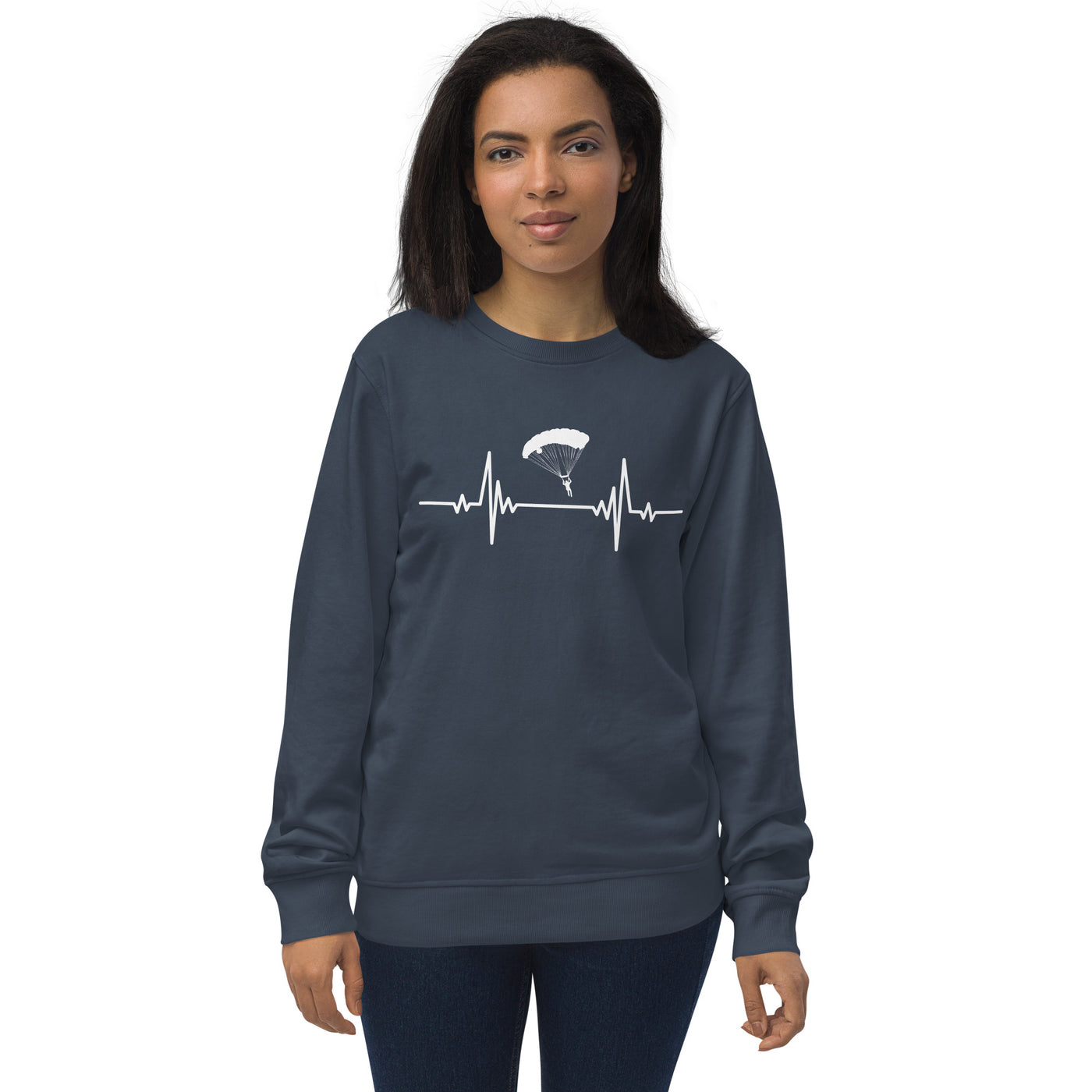 Heartbeat adventure sport of flying paragliders - Unisex Premium Organic Sweatshirt berge Navyblau