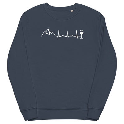 Heartbeat Wine and Mountain - Unisex Premium Organic Sweatshirt berge Navyblau