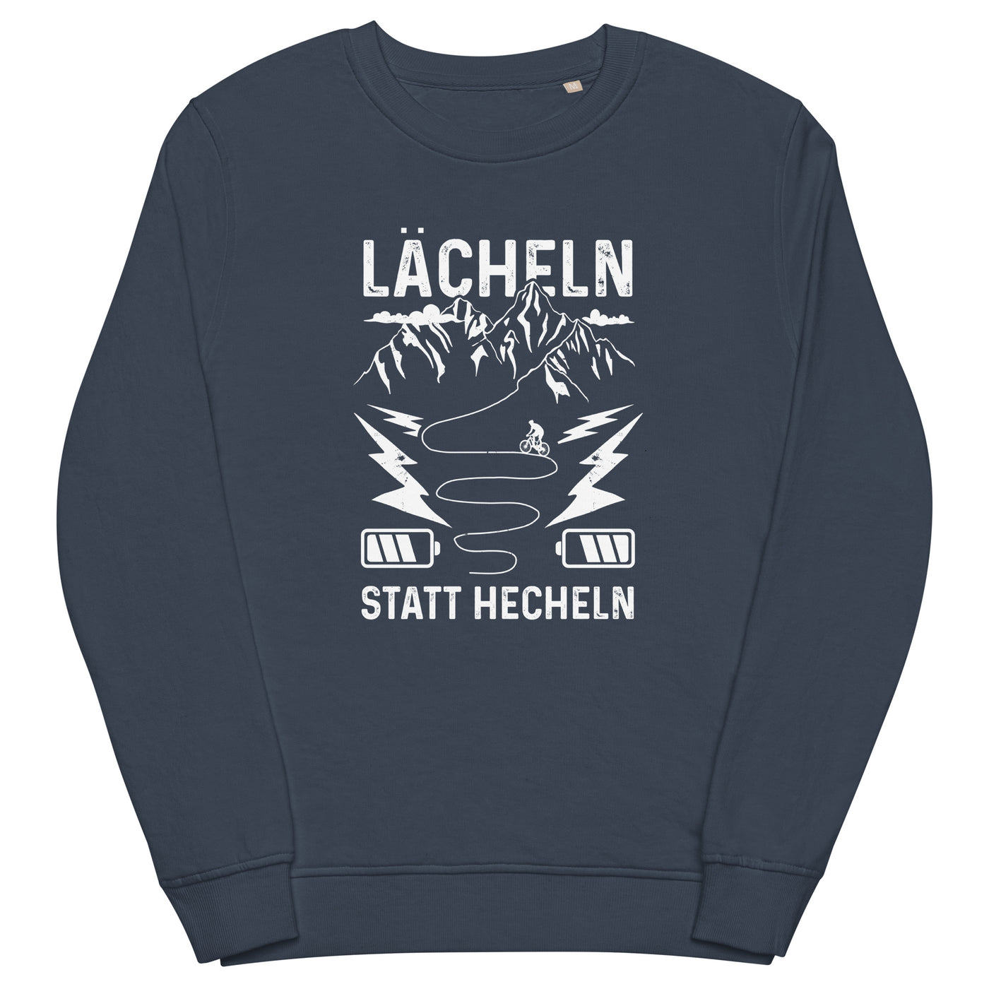 Lächeln statt hecheln - Unisex Premium Organic Sweatshirt e-bike Navyblau